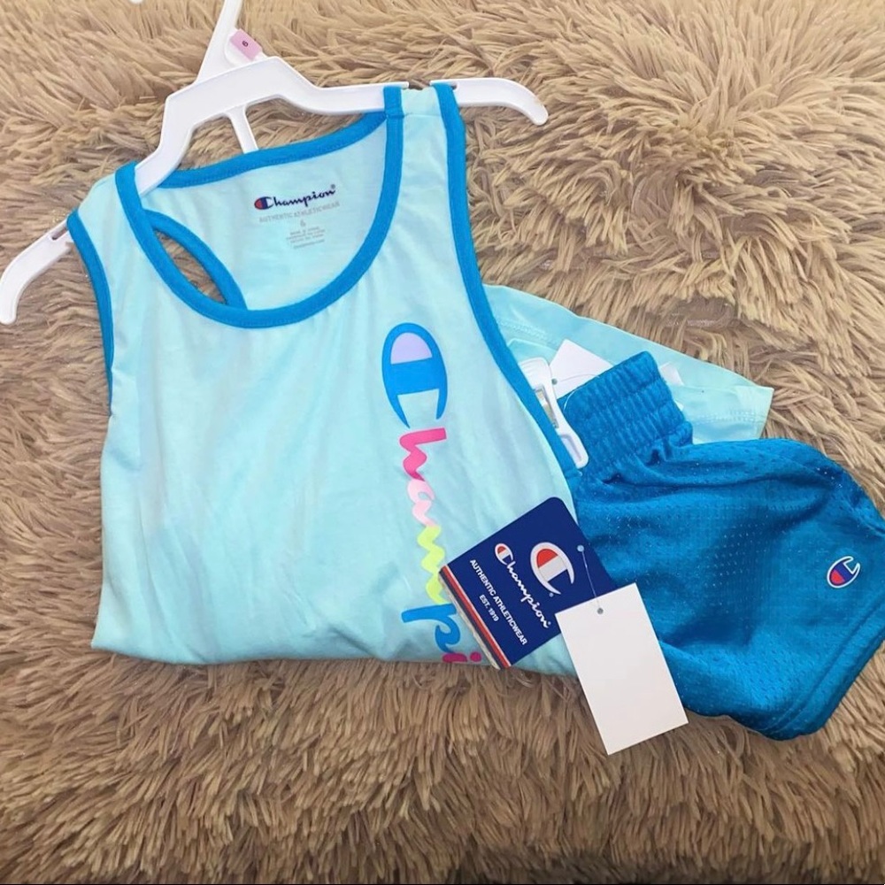 Champion Girl's Blue Tank Top and Shorts